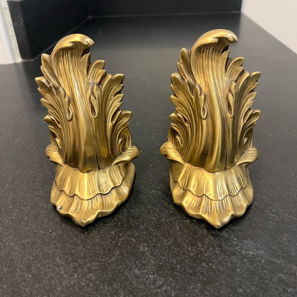 Brass Leaf Bookends